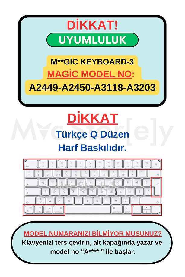 Klavye Koruyucu Apple Magic Keyboard-3 Türkçe Q Baskılı (TR-UK) A2449 A2450 A3118 A3203 Ile Uyumlu - 2