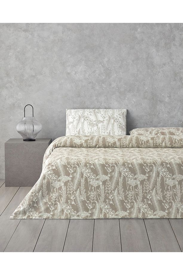 Botanical Spring Kolay Ütülenir Tek Kişilik Nevresim Takımı 160x220 cm Bej - 2