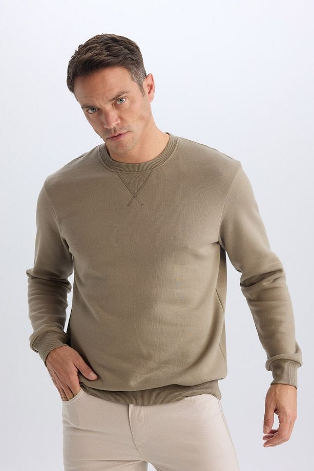 Regular Fit Bisiklet Yaka Kalın Basic Düz Sweatshirt T3777az25sp - 3