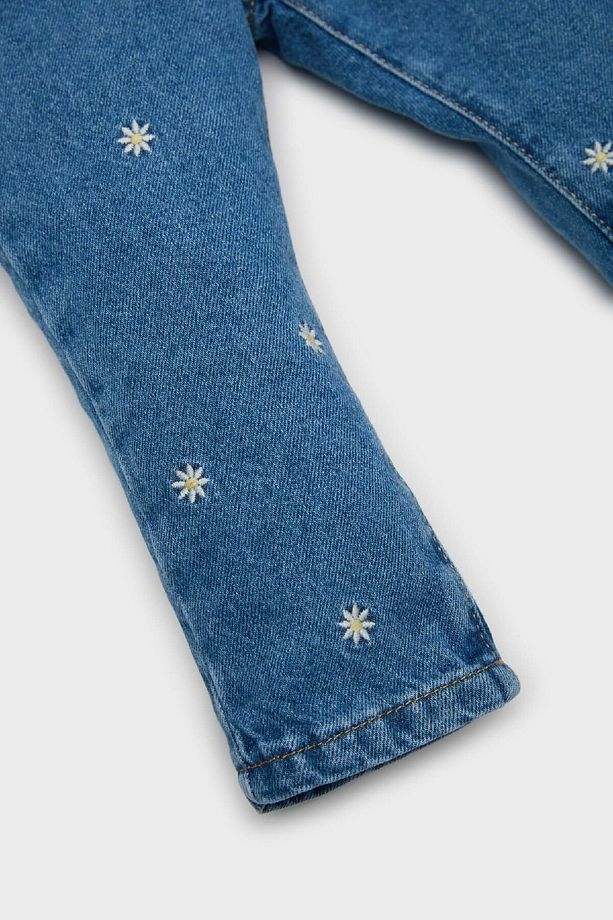 Kız Bebek Çiçekli Geniş Paça Jean Pantolon D9440a525sp - 3