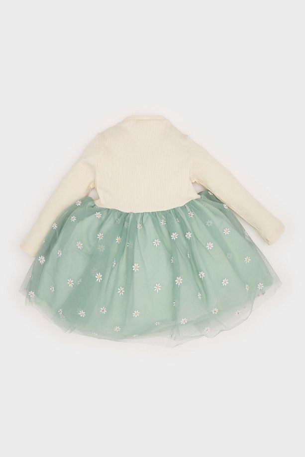 Kız Bebek Çiçekli Uzun Kollu Tül Elbise D9327A525SP - 5