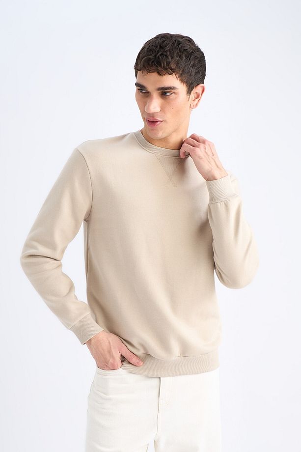 Regular Fit Bisiklet Yaka Kalın Basic Düz Sweatshirt T3777az25sp - 3