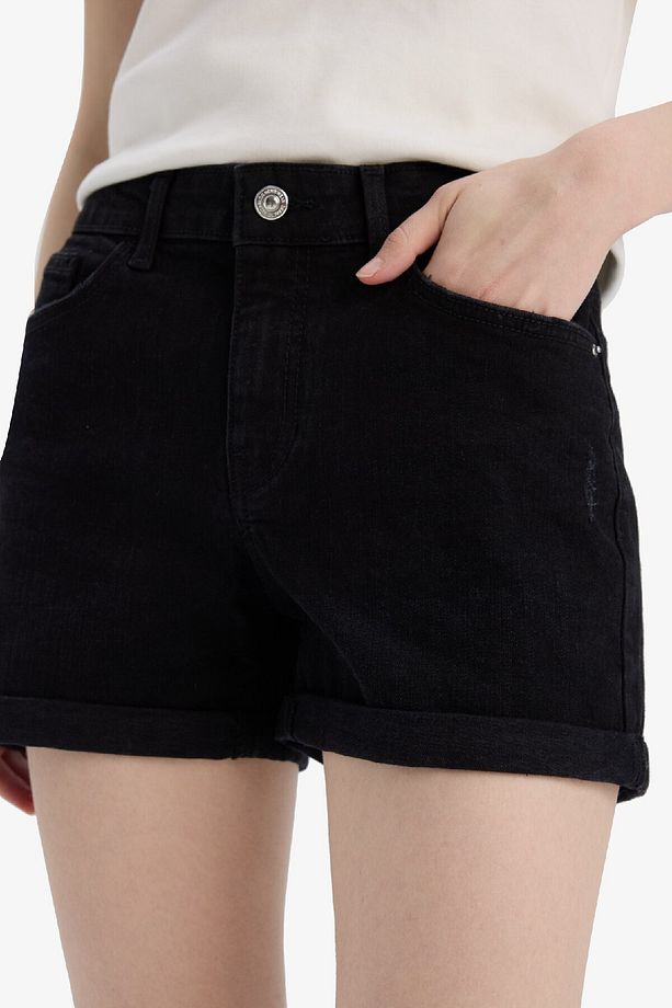 Yüksek Bel Düz Paça Jean Şort E0699AX25SM - 6