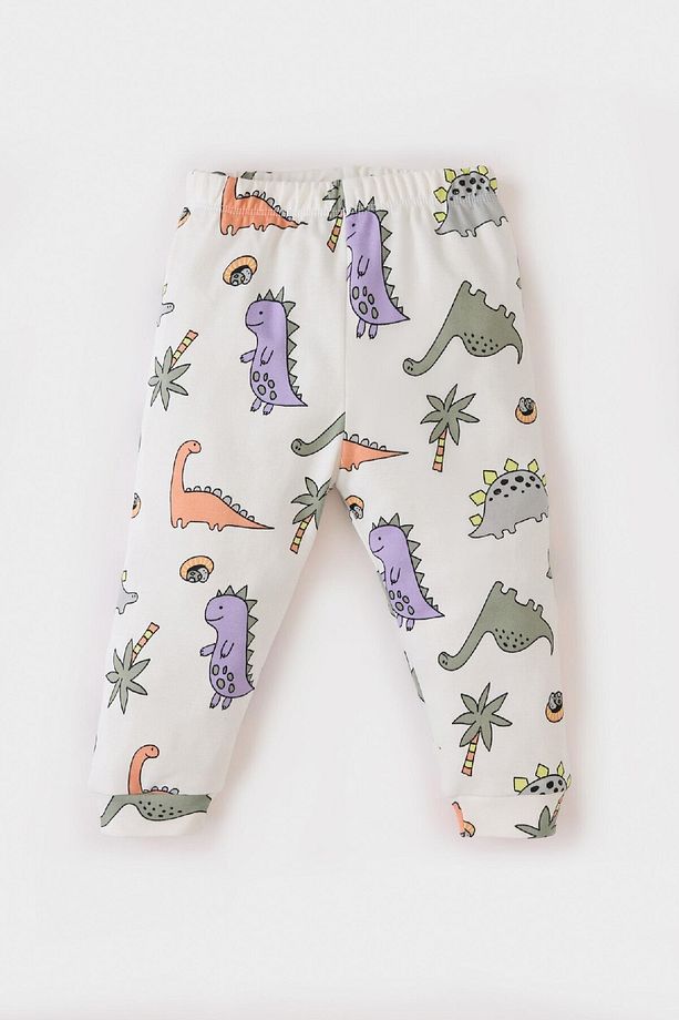 Erkek Bebek Pijama Takımı Dinazor Baskılı Uzun Kollu Üst Beli Lastikli Uzun Alt D9070A525SP - 4