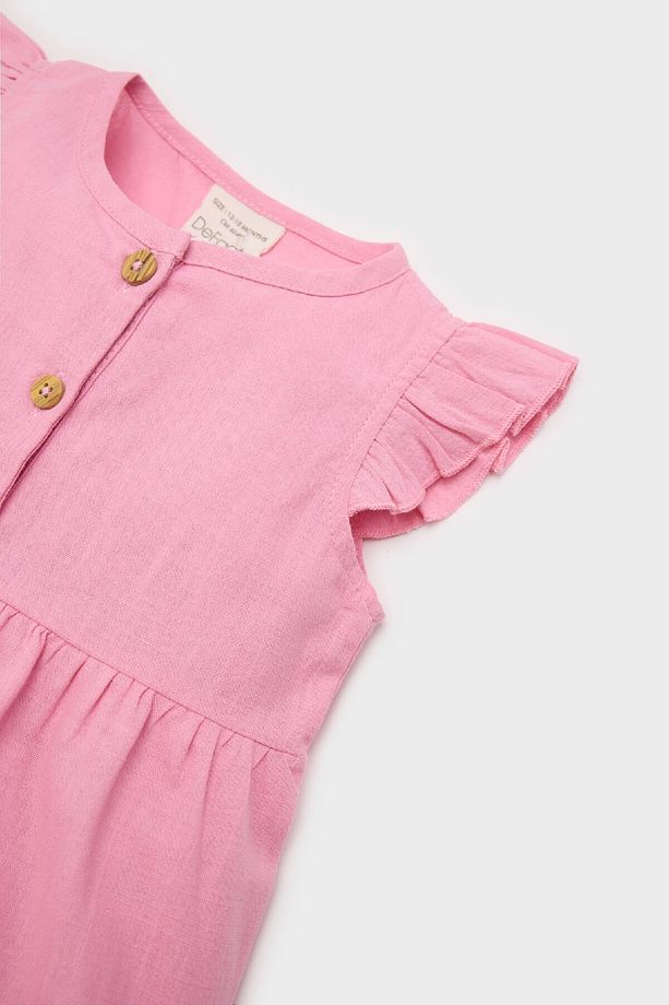 Kız Bebek Basic Düz Kısa Kollu Flamlı Poplin Yazlık Elbise Z7402a225sm - 2