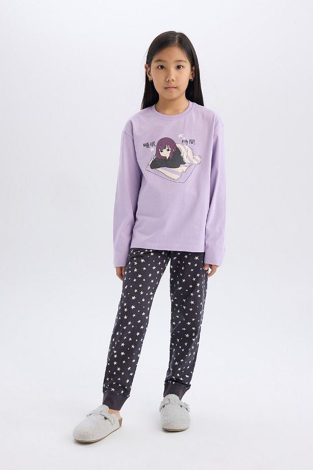 Kız Çocuk Pijama Takımı Uzun Kollu Üst Esnek Belli Uzun Alt E0544a825sp - 1
