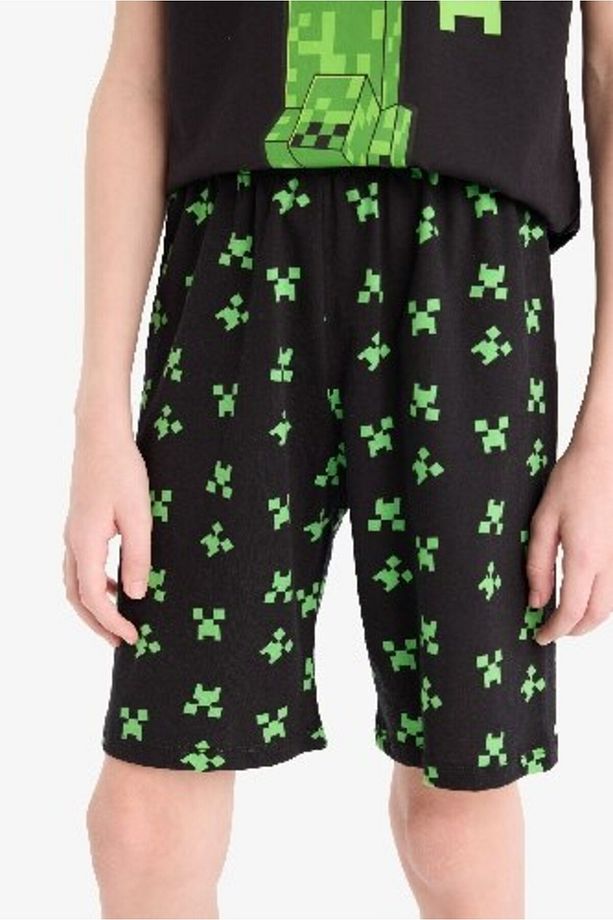 Erkek Çocuk Minecraft Pijama Takımı Kısa Kollu Üst Beli Lastikli Şort E0335a825sm - 7
