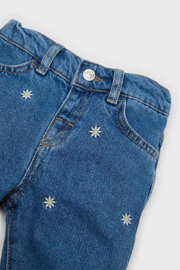 Kız Bebek Çiçekli Geniş Paça Jean Pantolon D9440a525sp - 2