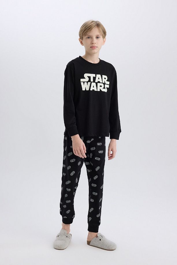 Erkek Çocuk Star Wars Pijama Takımı Bisiklet Yaka Uzun Kollu Üst Uzun Alt D8572A824WN - 3