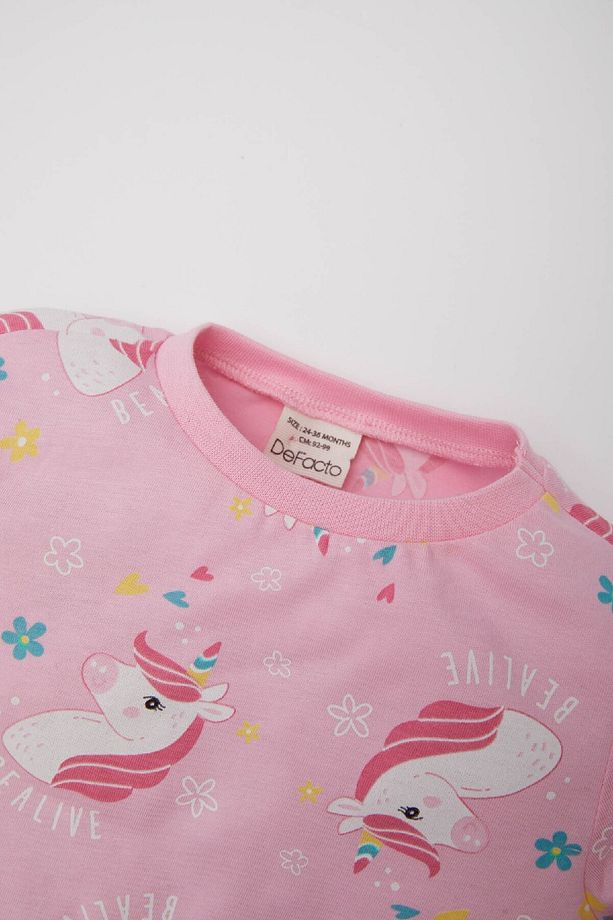Kız Bebek Unicorn Baskılı Pijama Takımı Uzun Kollu Üst Beli Lastikli Uzun Alt E0763a525sp - 3