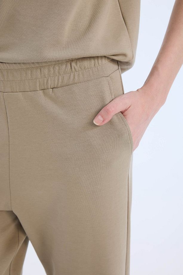 Wide Leg Geniş Paça Eşofman Altı Beli Lastikli Cepli Basic Düz D3759ax25sp - 5