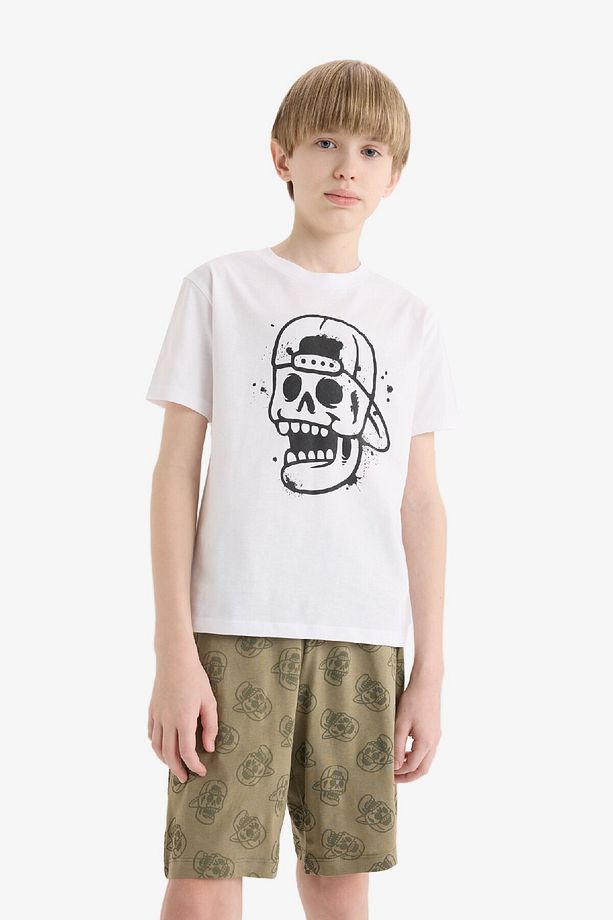 Erkek Çocuk Pijama Takımı Baskılı Kısa Kollu Üst Beli Lastikli Şort E0019a825sm - 3