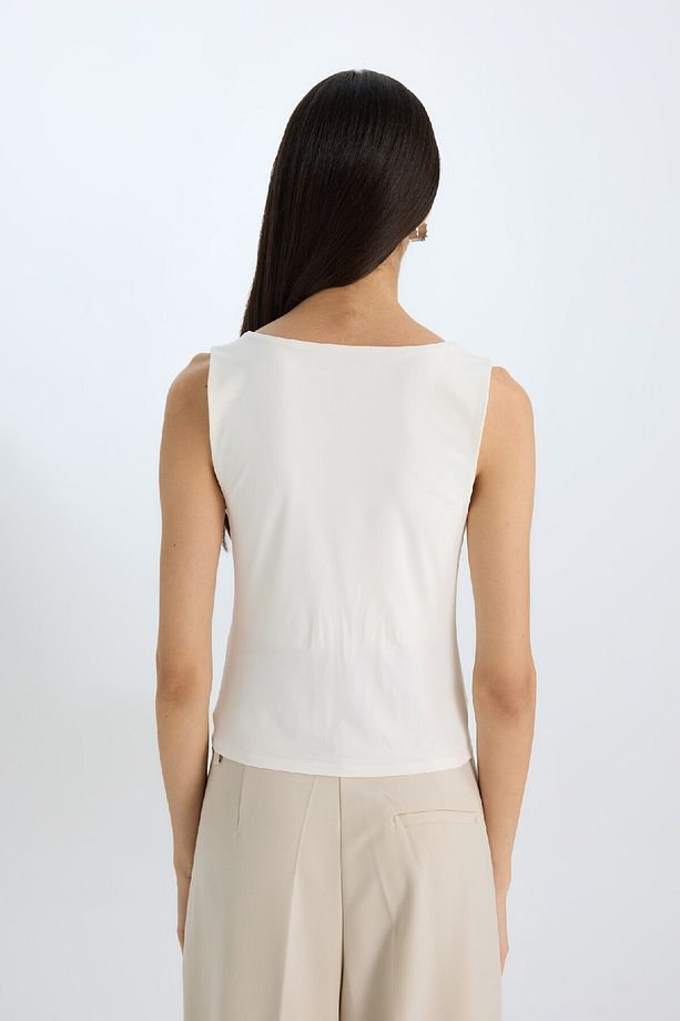 Slim Fit Dar Kesim Basic Düz Yuvarlak Yaka Atlet C2622ax25sp - 7