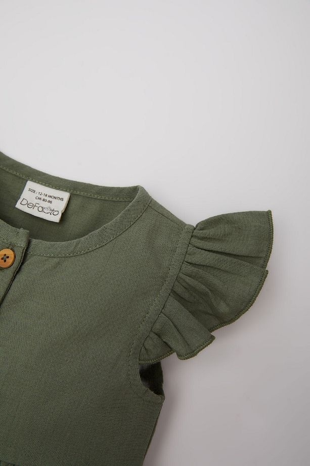 Kız Bebek Basic Düz Kısa Kollu Flamlı Poplin Elbise Z7402a225sm - 2