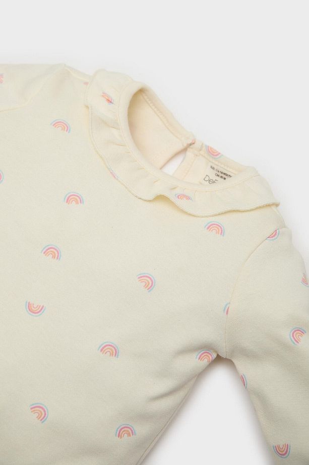 Kız Bebek Pijama Takımı Gökkuşağı Baskılı Uzun Kollu Üst Beli Lastikli Uzun Alt E1535a525sp - 5