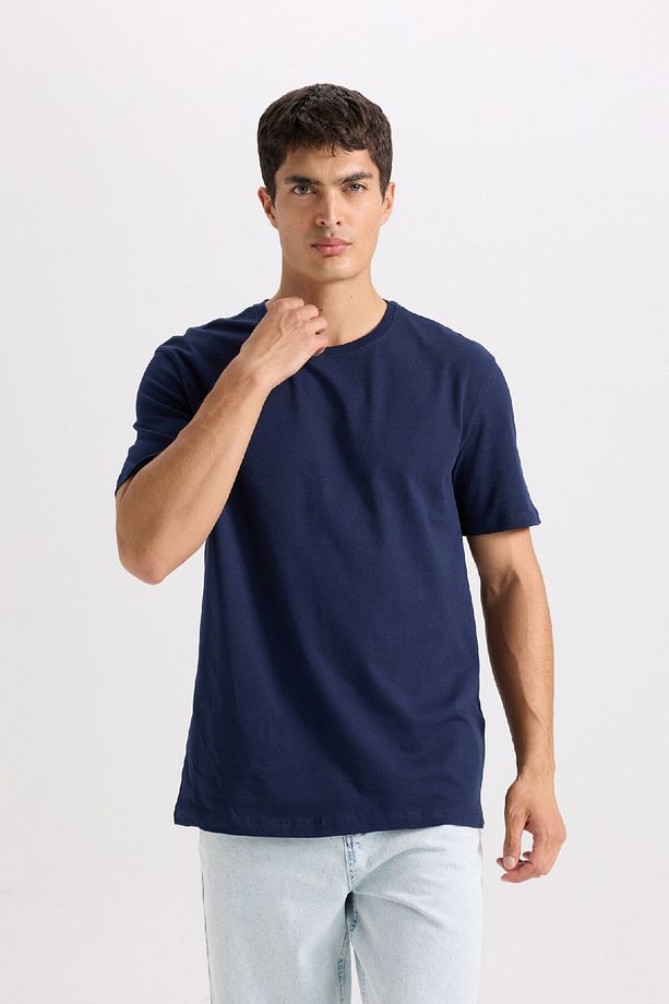 New Regular Fit Bisiklet Yaka Basic Düz Kısa Kollu Tişört E1091axns - 4
