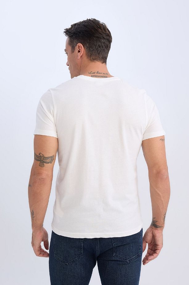 %100 Pamuk Regular Fit V Yaka Pamuklu Basic Düz Kısa Kollu Tişört D7938ax25sp - 6
