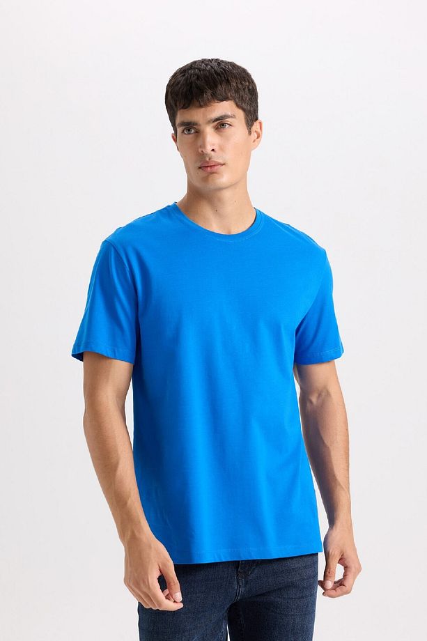 New Regular Fit Bisiklet Yaka Basic Düz Kısa Kollu Tişört E1091AXNS - 3
