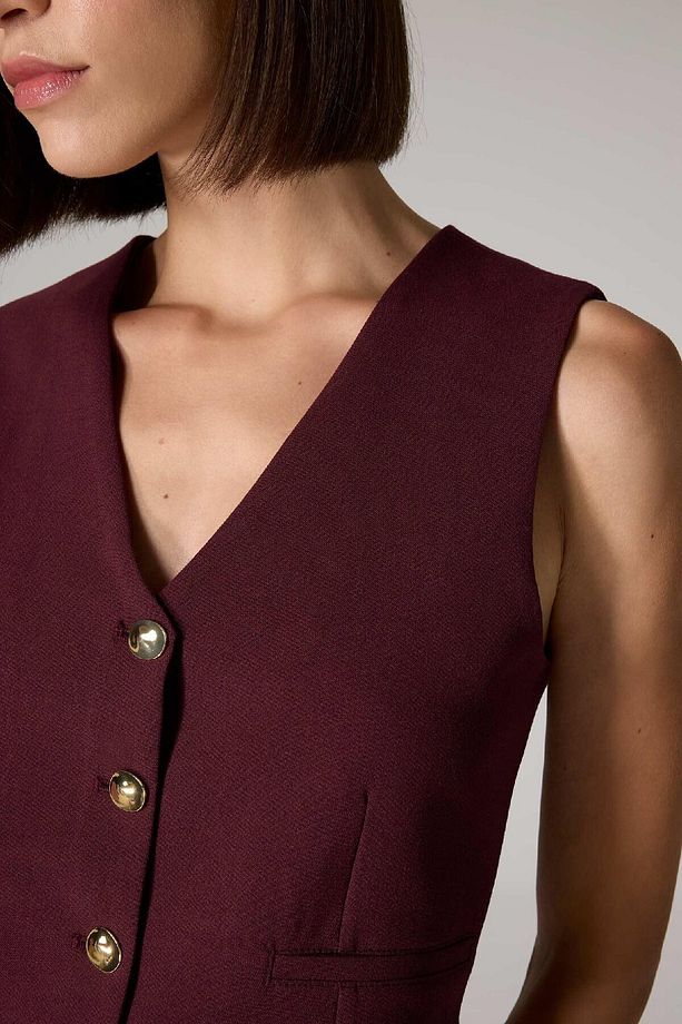 Sorbe X Regular Fit V Yaka Düğmeli Blazer Yelek D9928ax24au - 5