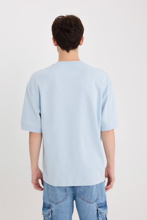 Loose Fit Bisiklet Yaka Baskılı Kısa Kollu Ağır Kumaş Tişört D5557AX25SP - 6