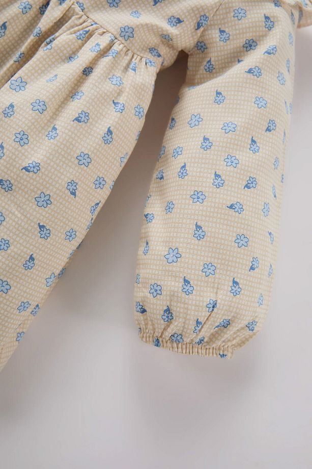 Kız Bebek Çiçekli Uzun Kollu Twill Elbise D9568a525sp - 4
