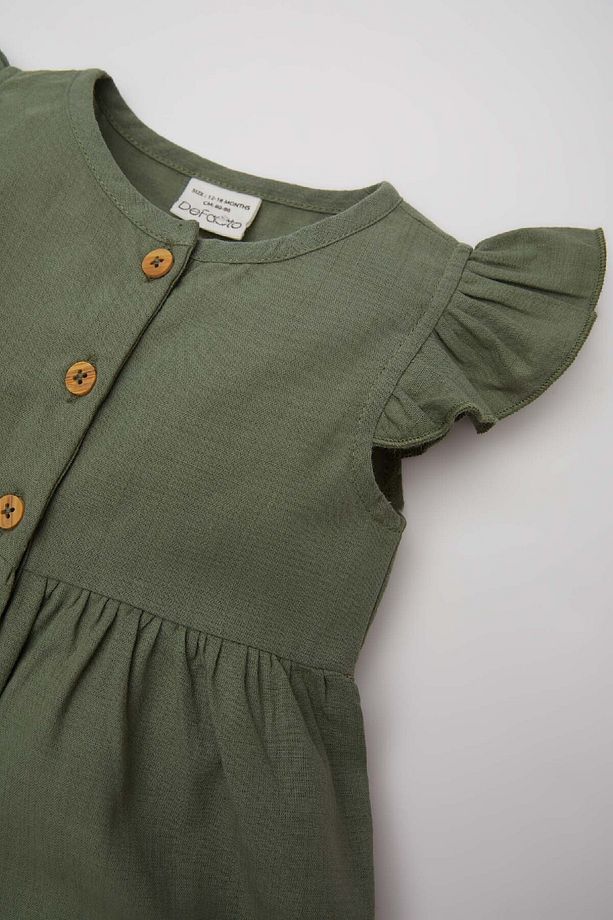 Kız Bebek Basic Düz Kısa Kollu Flamlı Poplin Elbise Z7402a225sm - 3