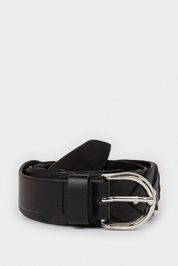 Women's Oval Buckle Faux Leather Jean Belt E1282Axns