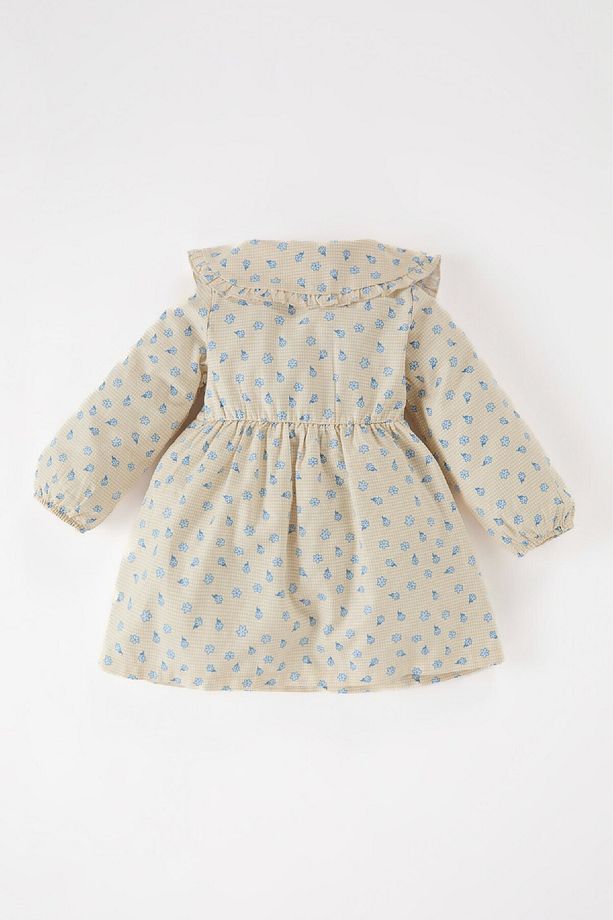Kız Bebek Çiçekli Uzun Kollu Twill Elbise D9568a525sp - 6