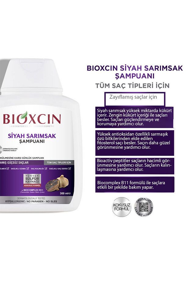 Saç Dökülmesine Karşı Siyah Sarımsak Şampuanı 300 ml - 100 ml Şampuan HEDİYE - 3