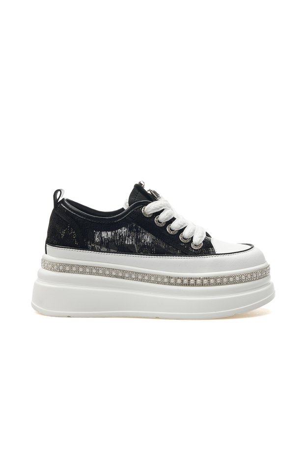 Women's Stone Detailed Sneaker Casual Black Shoes 25Y 25Y423-3