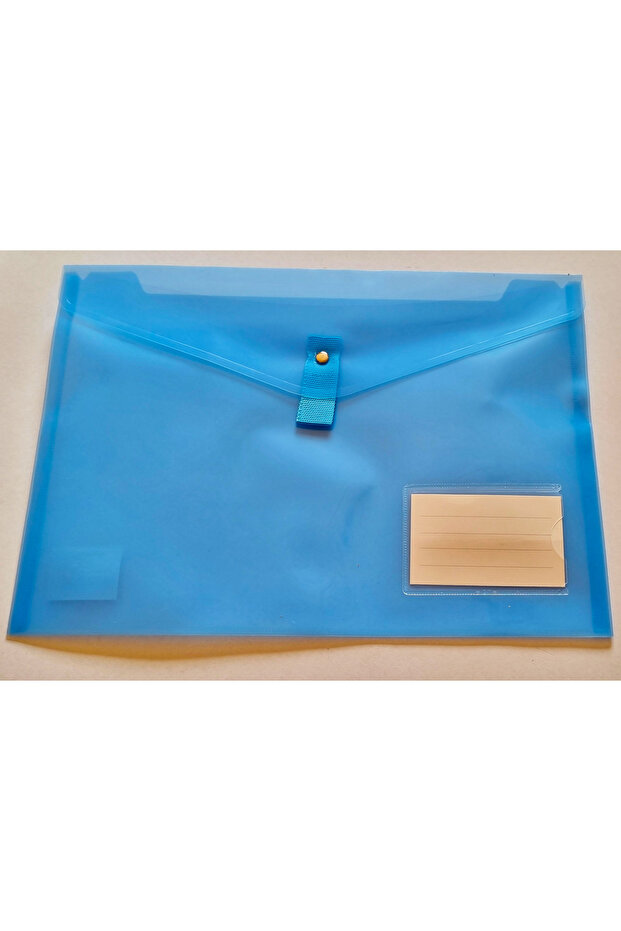 Renkli Şeffaf Kalın A4 Cırtlı Dosya Cepli Dosya - Mavi - 1