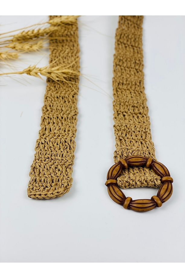 Kağıt Ipten Tokalı Hasır Örgü Kemer En 4 Cm / Uzunluk 110 Cm. Hasır Renk - 3