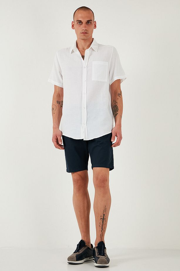 Pamuklu Slim Tapered Bermuda Şort Erkek ŞORT 4503S67SMILANO - 1