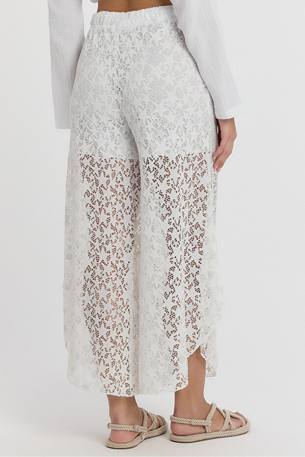 Women's Trousers - Lacy Star Pattern Shalwar Trousers - 2140