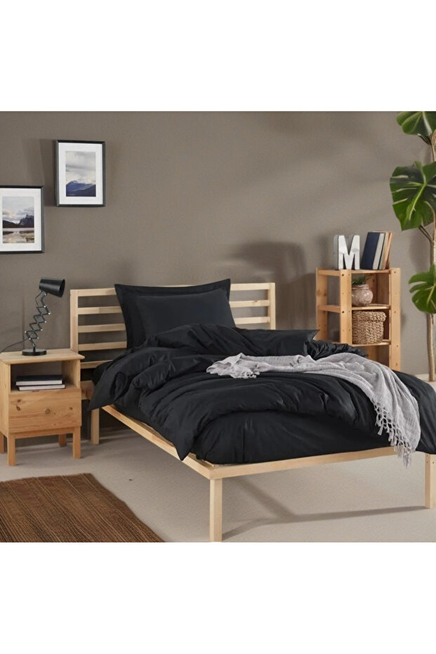 Single Black 120X200+35 Cmlastic Bedding Set with 2 Pillow Cases