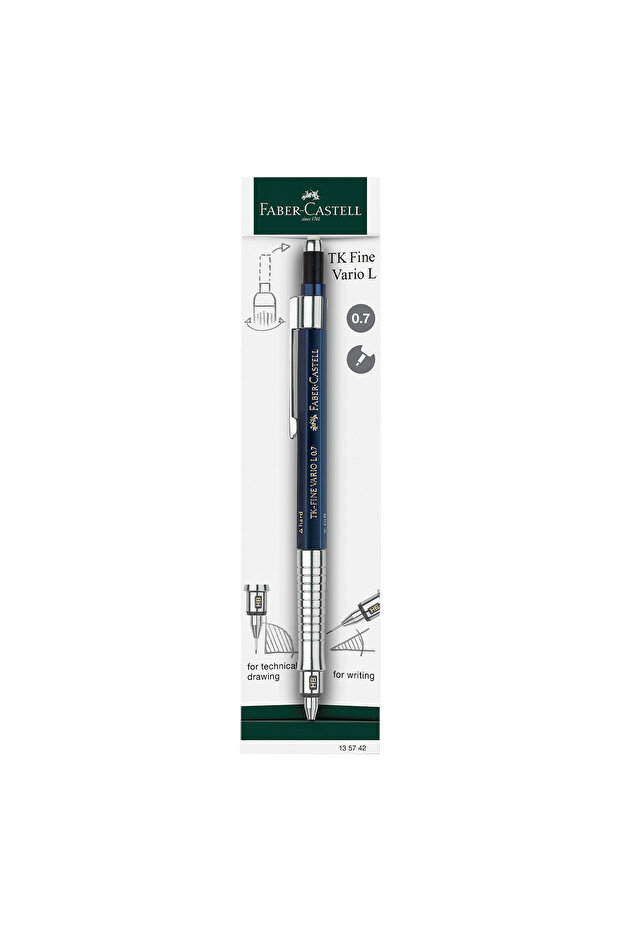 Faber Castell TK Fine Vario LUX Versatil Kalem, 0.7 mm, Indigo, Ayarlanabilir Metal Uç, Sertlik Göstergeli