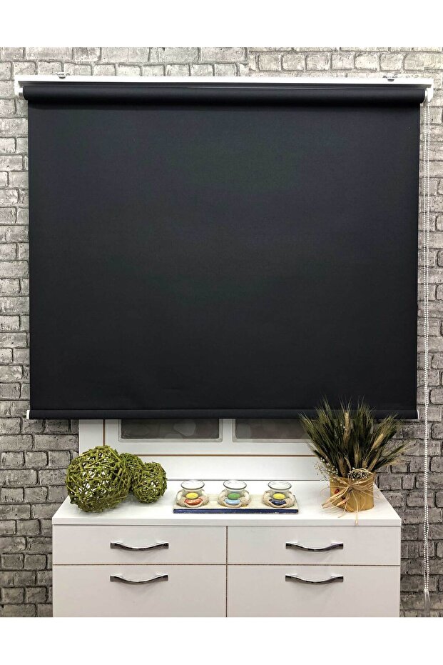 MAT KETEN SİYAH STOR PERDE - 1