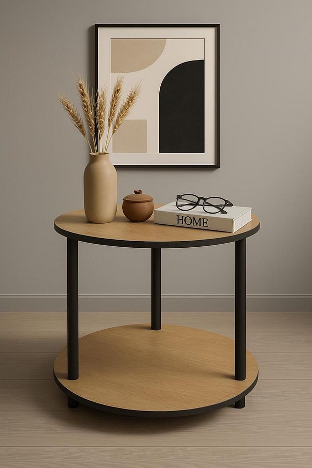 yuvarlak sehpa 48*38 cm özel üretim safir meşe - 3