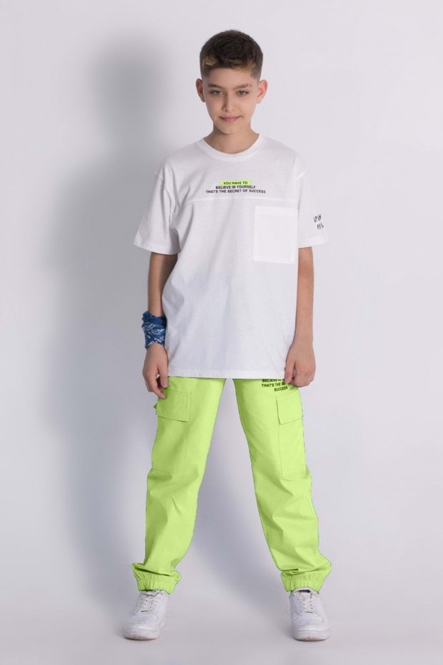 Men's Bottom Top Suit Tracksuit with Front Print Detail and Pocket at the Neck