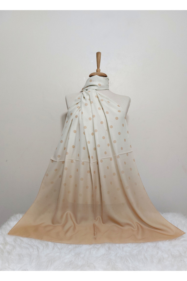 شال شيفون منقوش بنقاط، موديل متدرج - 1