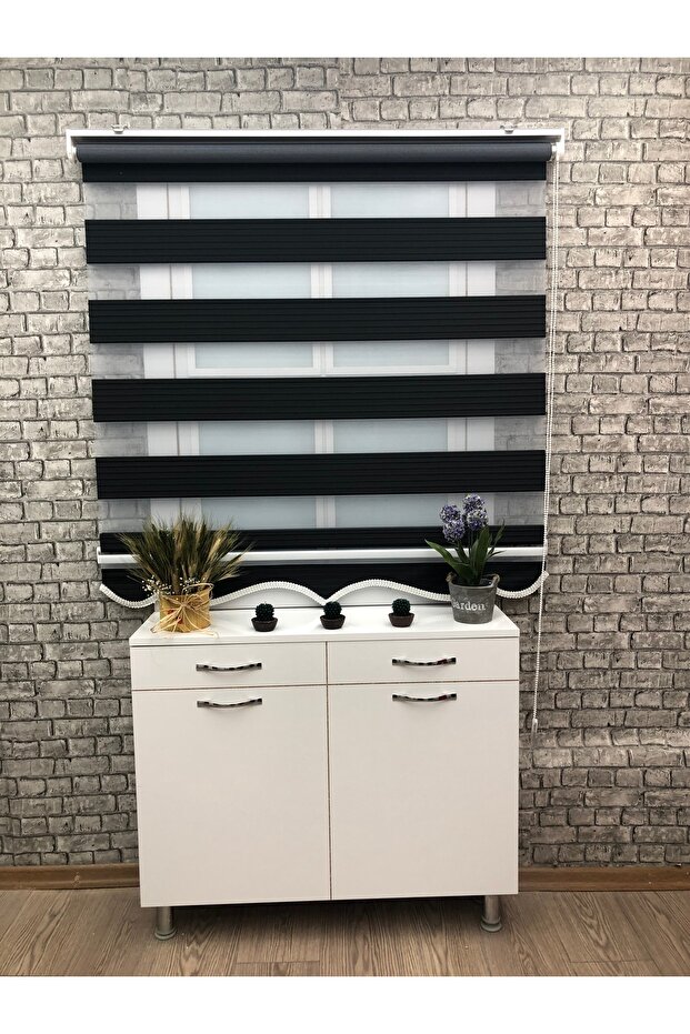 BRİLLANT PLİSELİ ZEBRA PERDE SİYAH ETEKLİ - 4