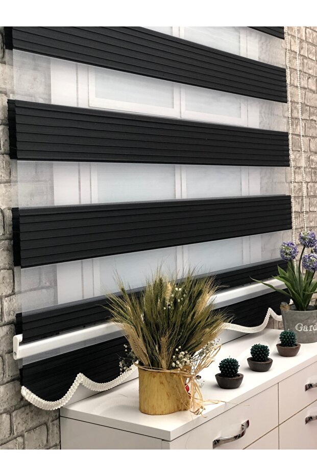 BRİLLANT PLİSELİ ZEBRA PERDE SİYAH ETEKLİ - 3