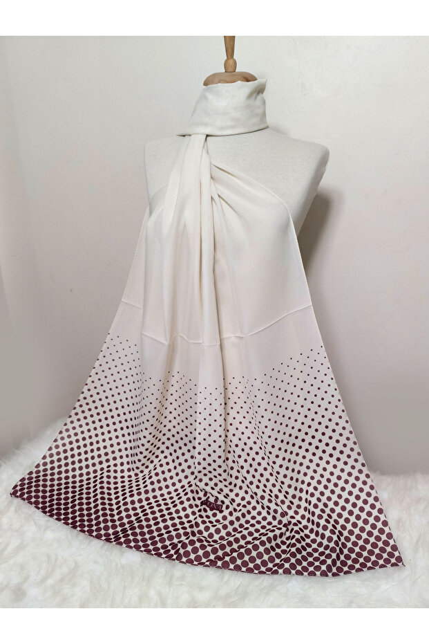 Patterned Chiffon Shawl Polka Dot Model - 2