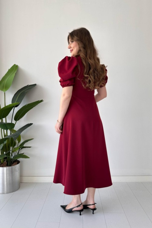 Karpuz Kol Midi Elbise - 3