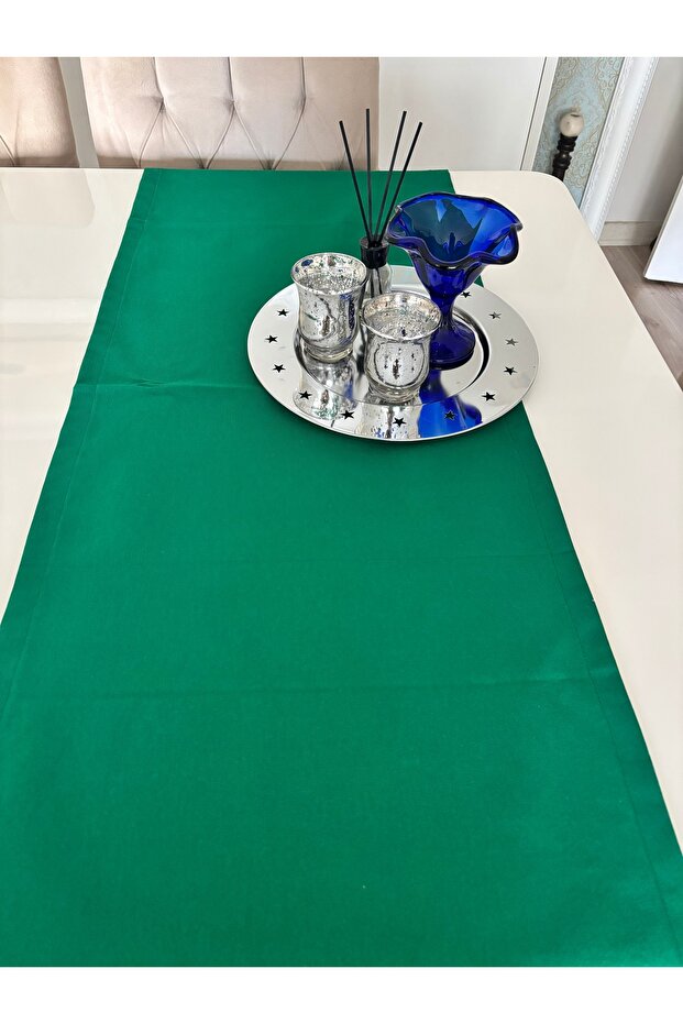 Green Pompom Runner 1 Piece Rectangular Tableware Kitchen Garden Presentation Cotton Dowry Fabric - 4