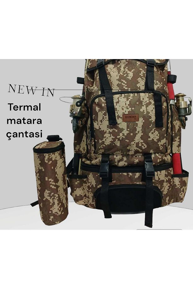 Termal Alt Bölmeli Termal Matara Çantalı Kamuflaj Kamp Ve Balıkçı Sırt Çantası - 8
