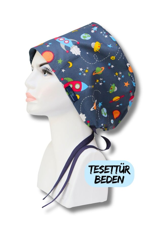 Hijab Size Navy Blue Space Surgical Cap Doctor Nurse Health Worker Hospital Cap