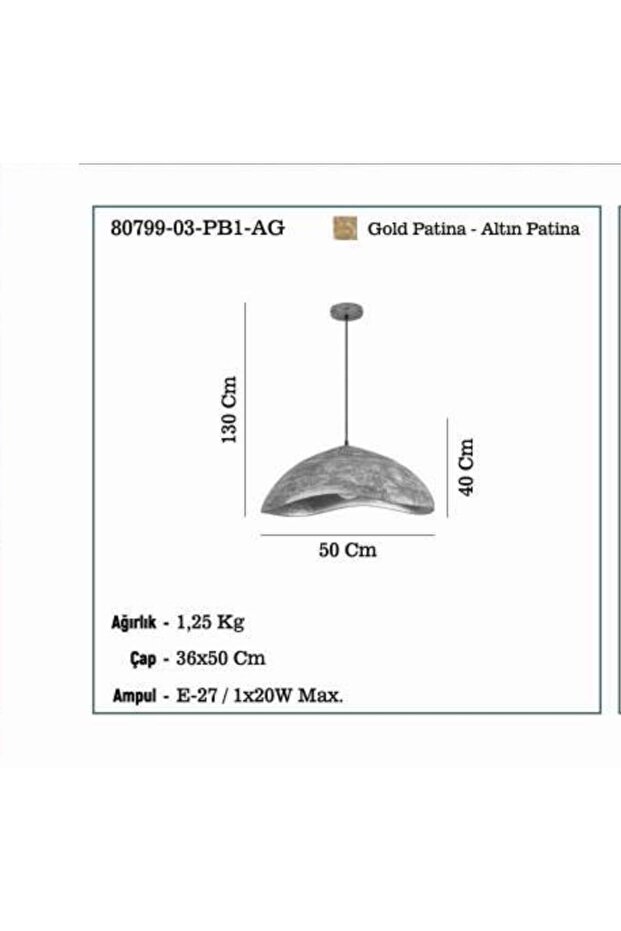 ANDESA 03 B.BOY METAL TEKLI 1XE27 AVİZE - 3
