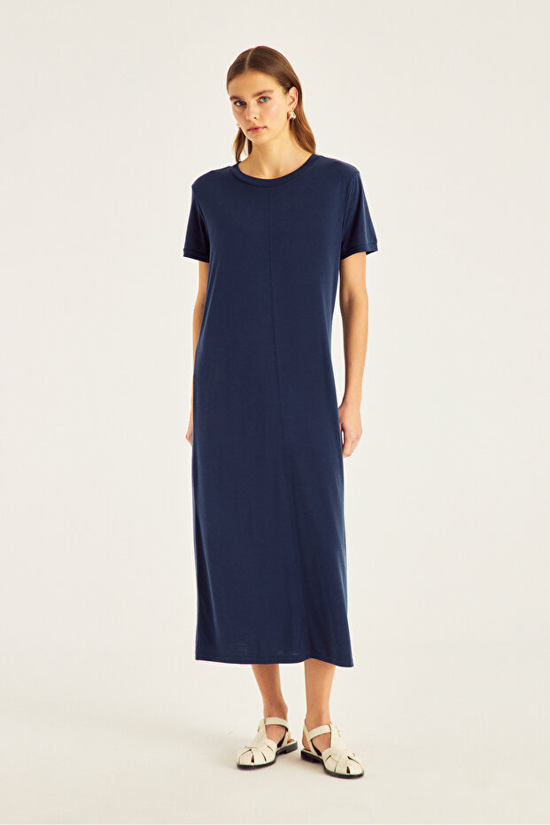 Midi Boy Örme Elbise - 1