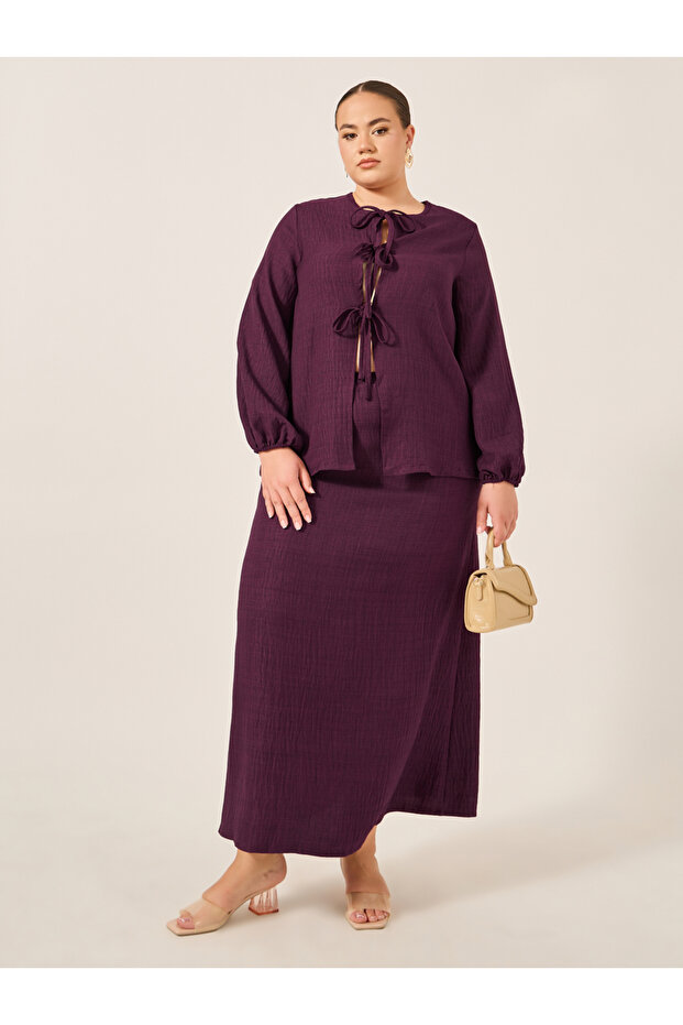 Plus Size Textured Maxi Skirt